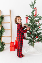 Load image into Gallery viewer, Classic Red Plaid Ribbed Girls Flare Set
