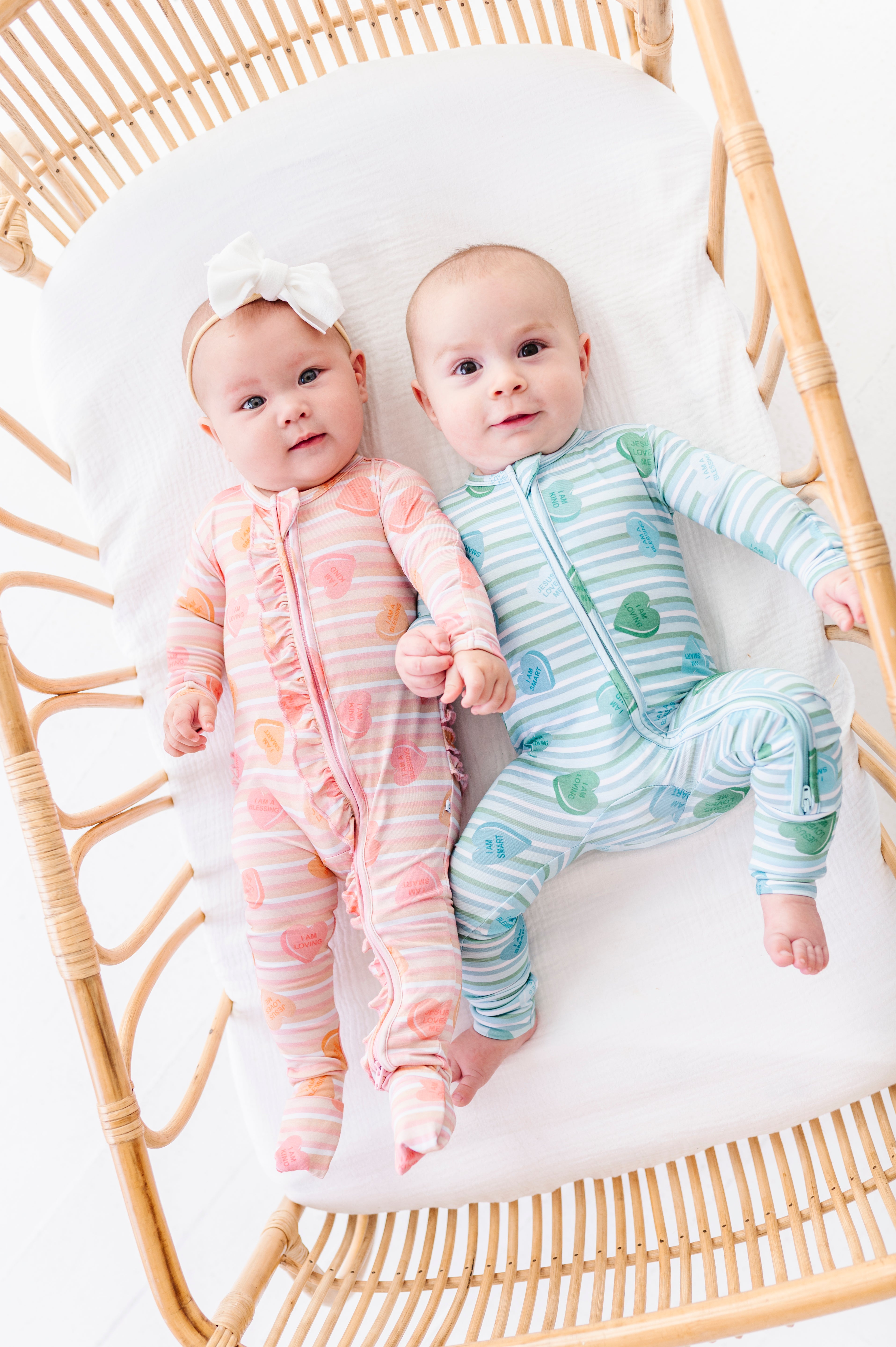 LPC X Daryl-Ann Denner Blue Stripe Affirmation Heart Zipper Onesie - PREORDER Ships in January