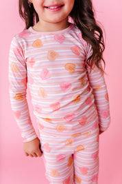 LPC X Daryl-Ann Denner Pink Stripe Affirmation Heart Two Piece Pajama Set - PREORDER Ships in January