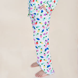 Women's Colorful Lights Button Down Pajama Set