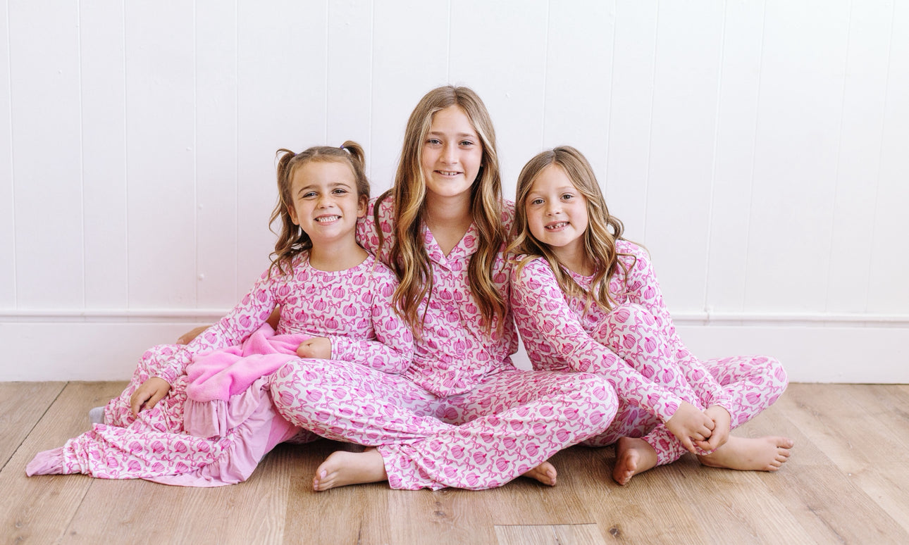 Pumpkin Bows Two Piece Pajama Set