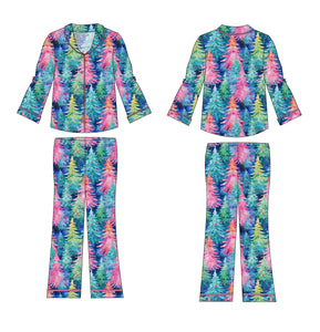 Colorful Pine Trees Girls Flare Lounge Set