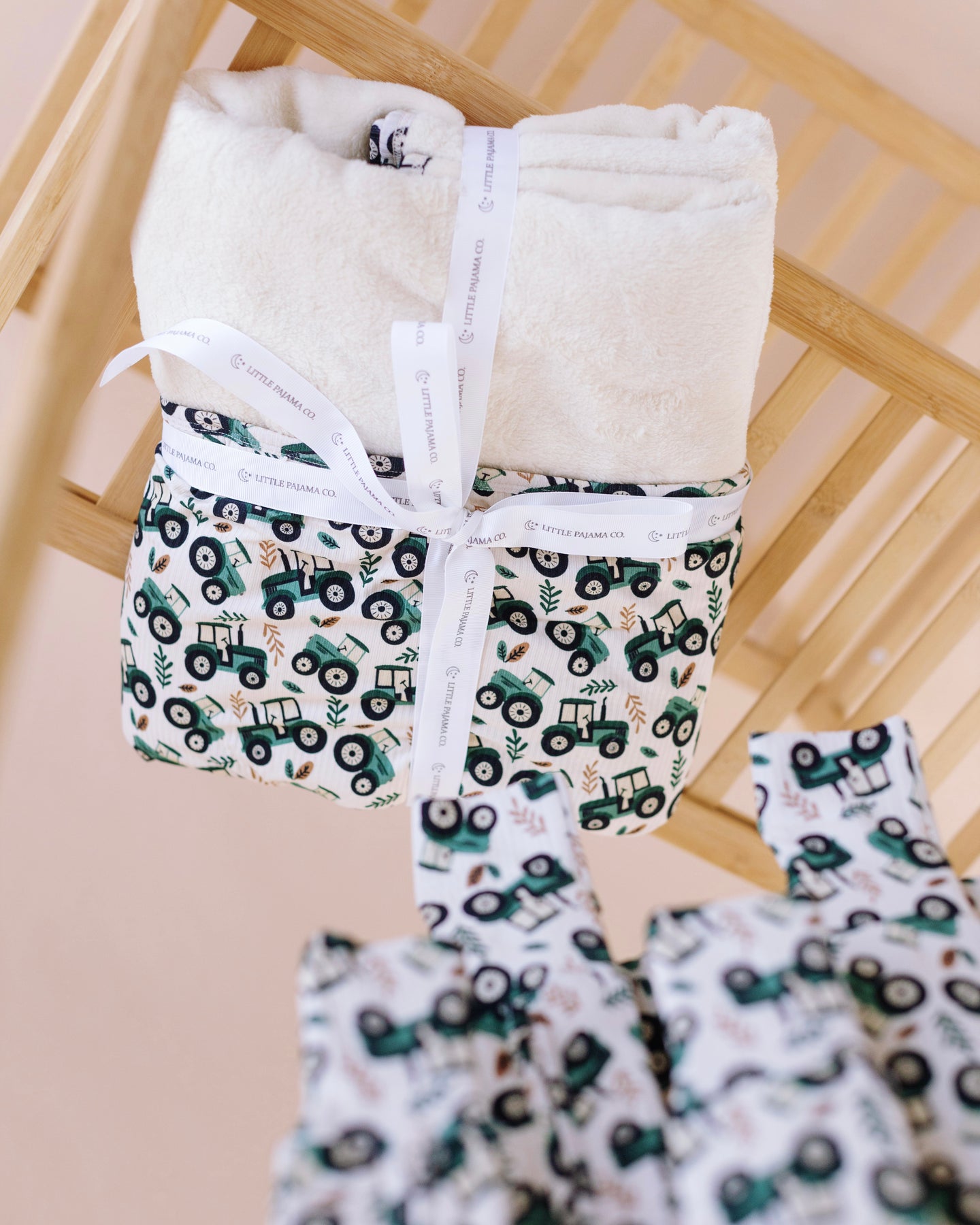 Green Tractor Plush Blanket