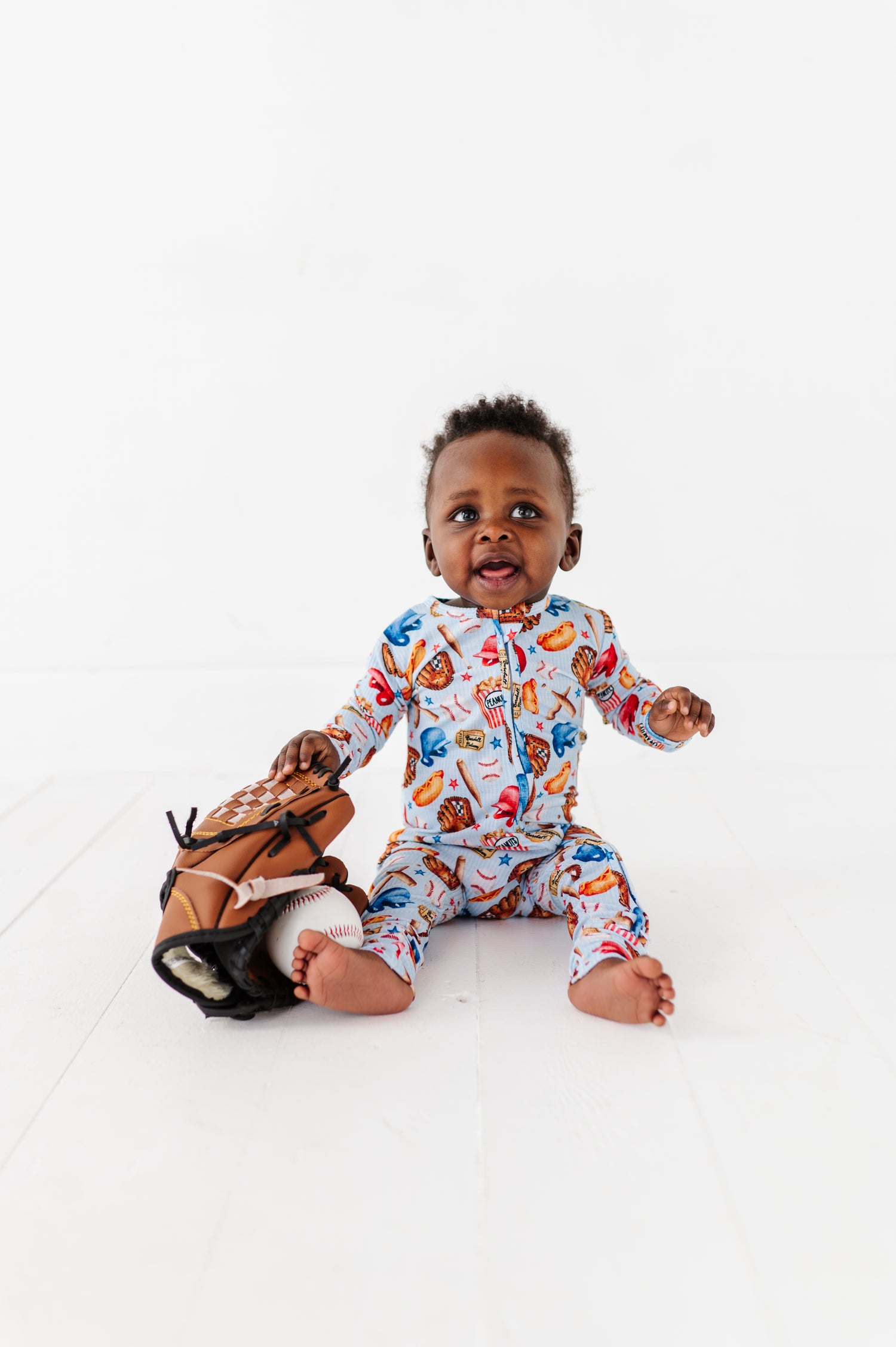 Ribbed Baseball Zipper Onesie