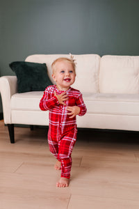 Red Plaid Convertible Onesie