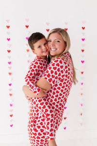 Red Affirmation Heart Two Piece Long Pajama Set