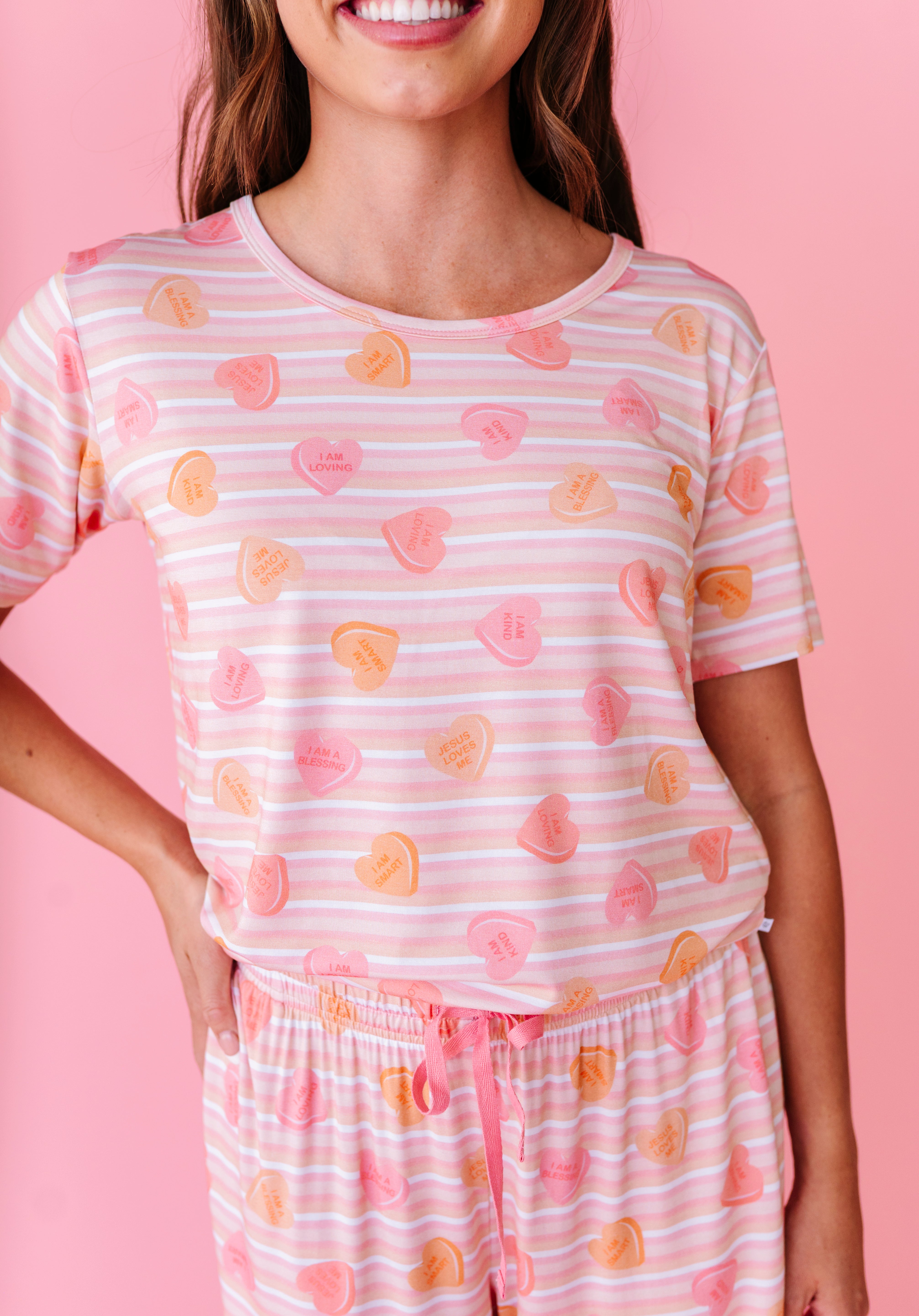LPC X Daryl-Ann Denner Pink Stripe Affirmation Heart Women's Lounge Set- PREORDER Ships in January