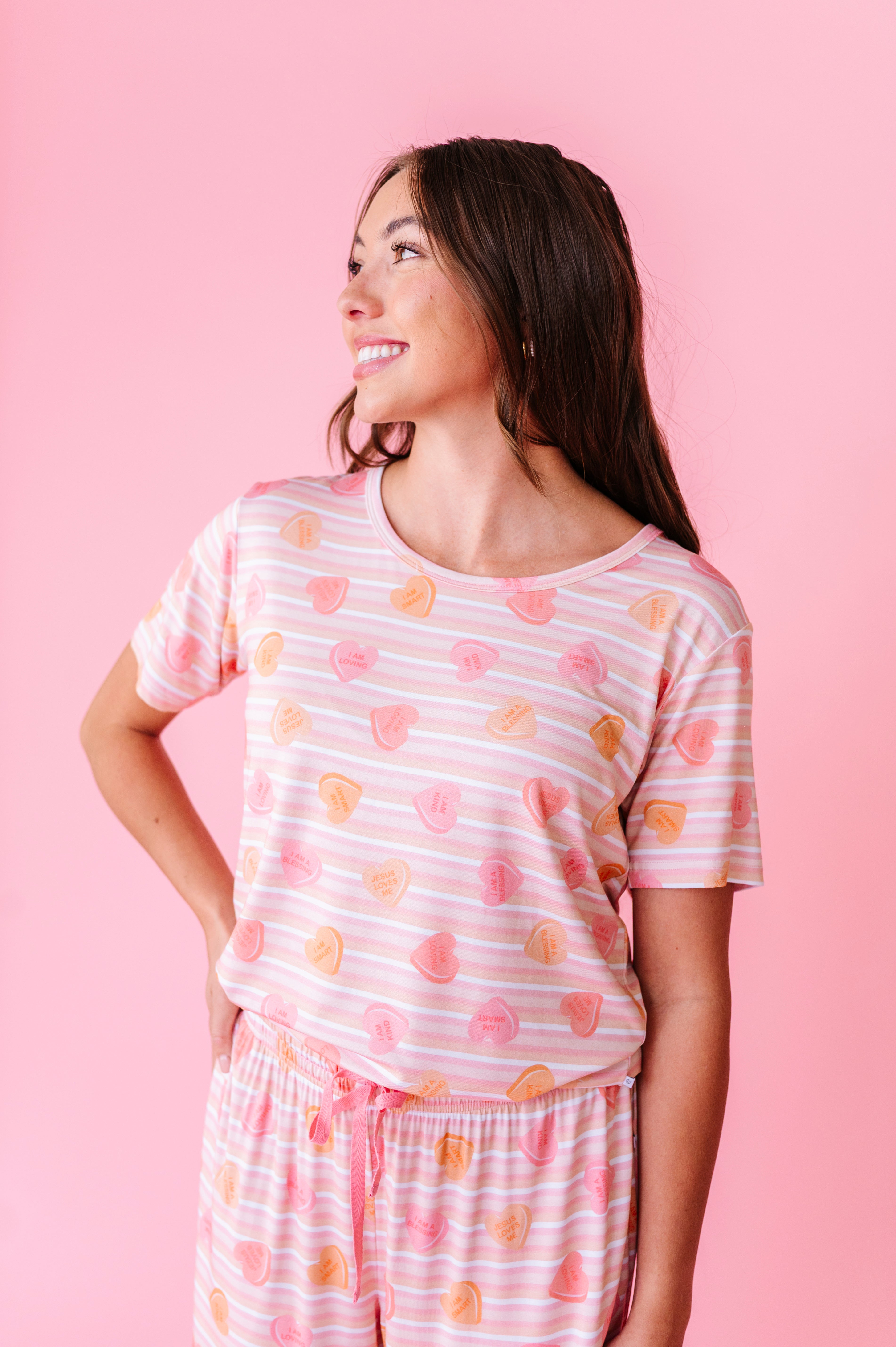 LPC X Daryl-Ann Denner Pink Stripe Affirmation Heart Women's Lounge Set- PREORDER Ships in January
