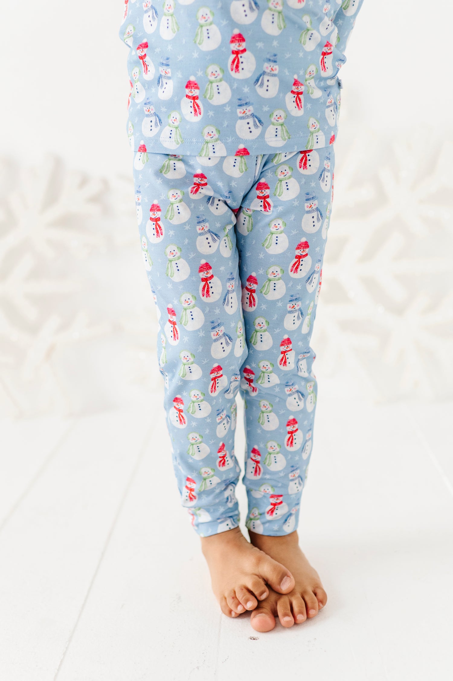 Blue Snowman Two Piece Pajama Set