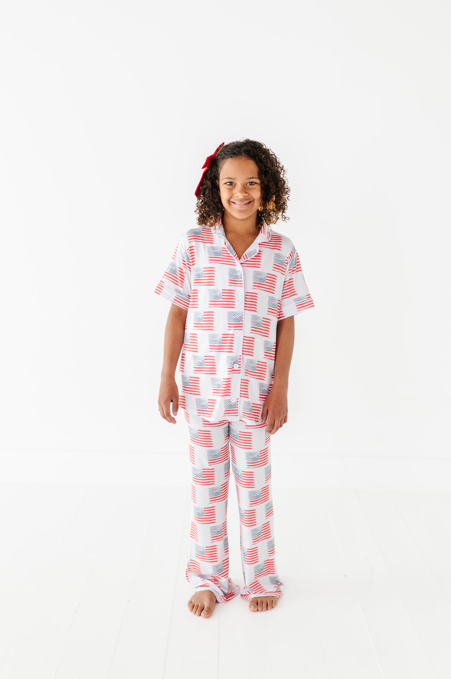 American Flag Girls Flare Lounge Set