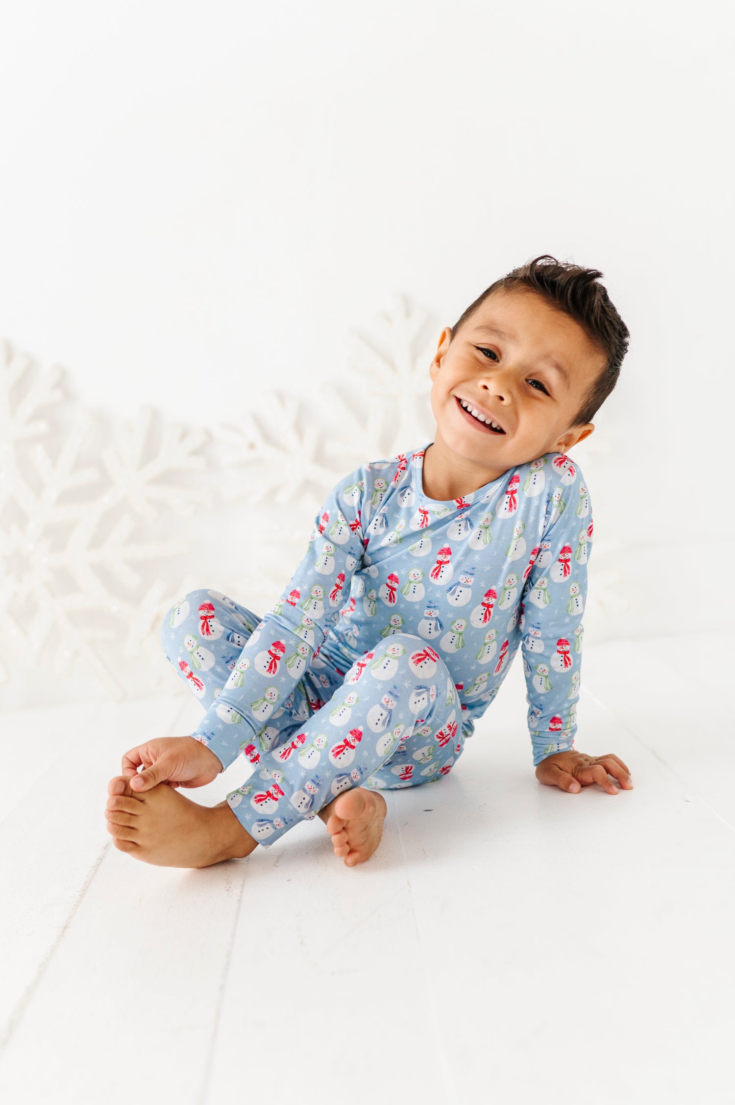 Blue Snowman Two Piece Pajama Set