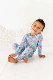 Blue Snowman Two Piece Pajama Set