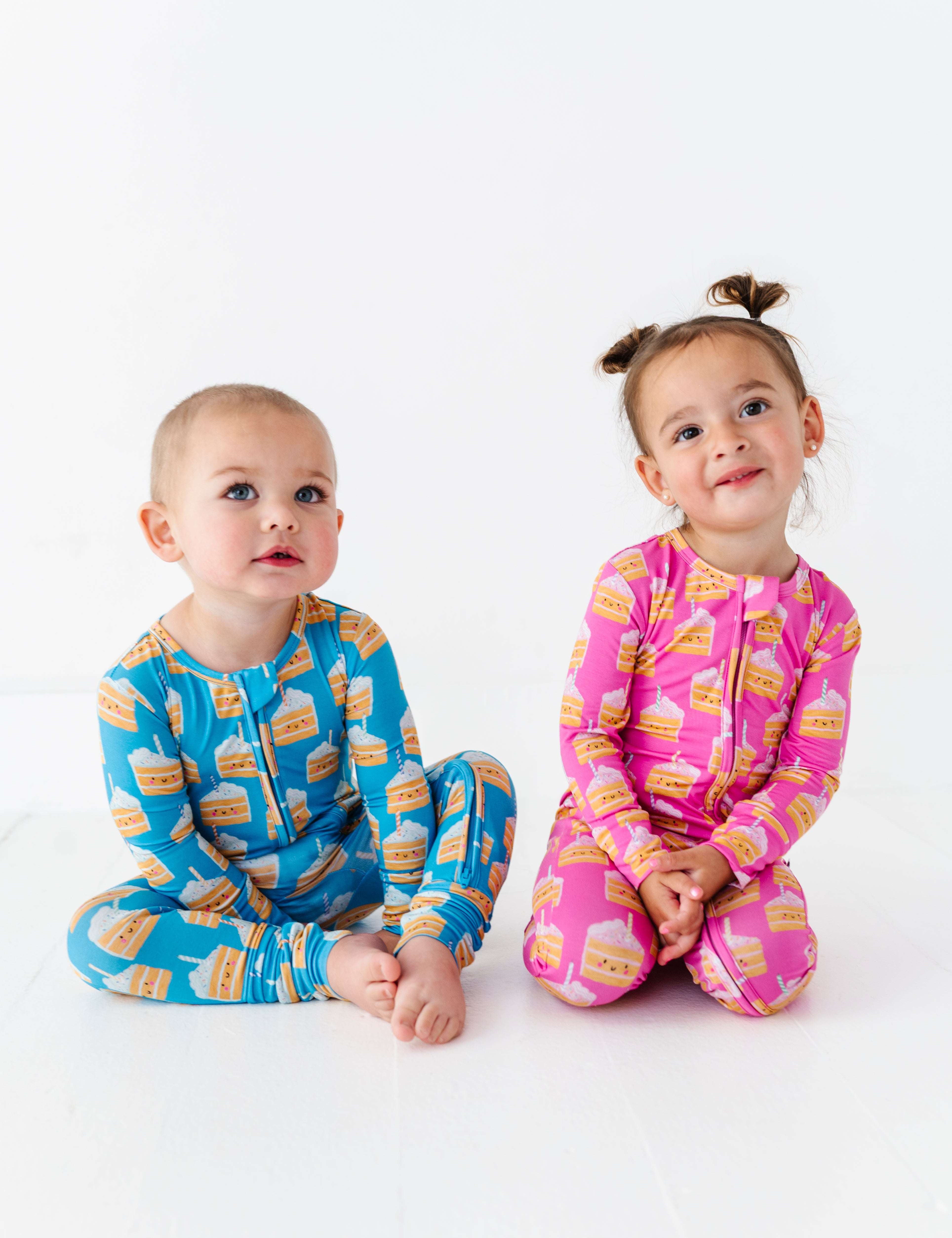 Birthday Cake Blue Zipper Onesie