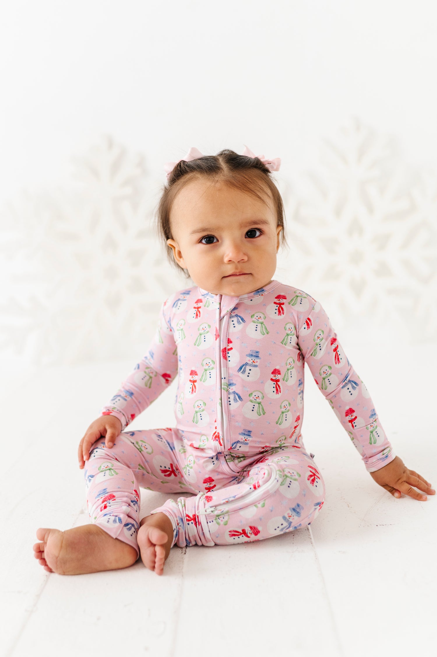 Pink Snowman Zipper Onesie