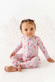 Pink Snowman Zipper Onesie