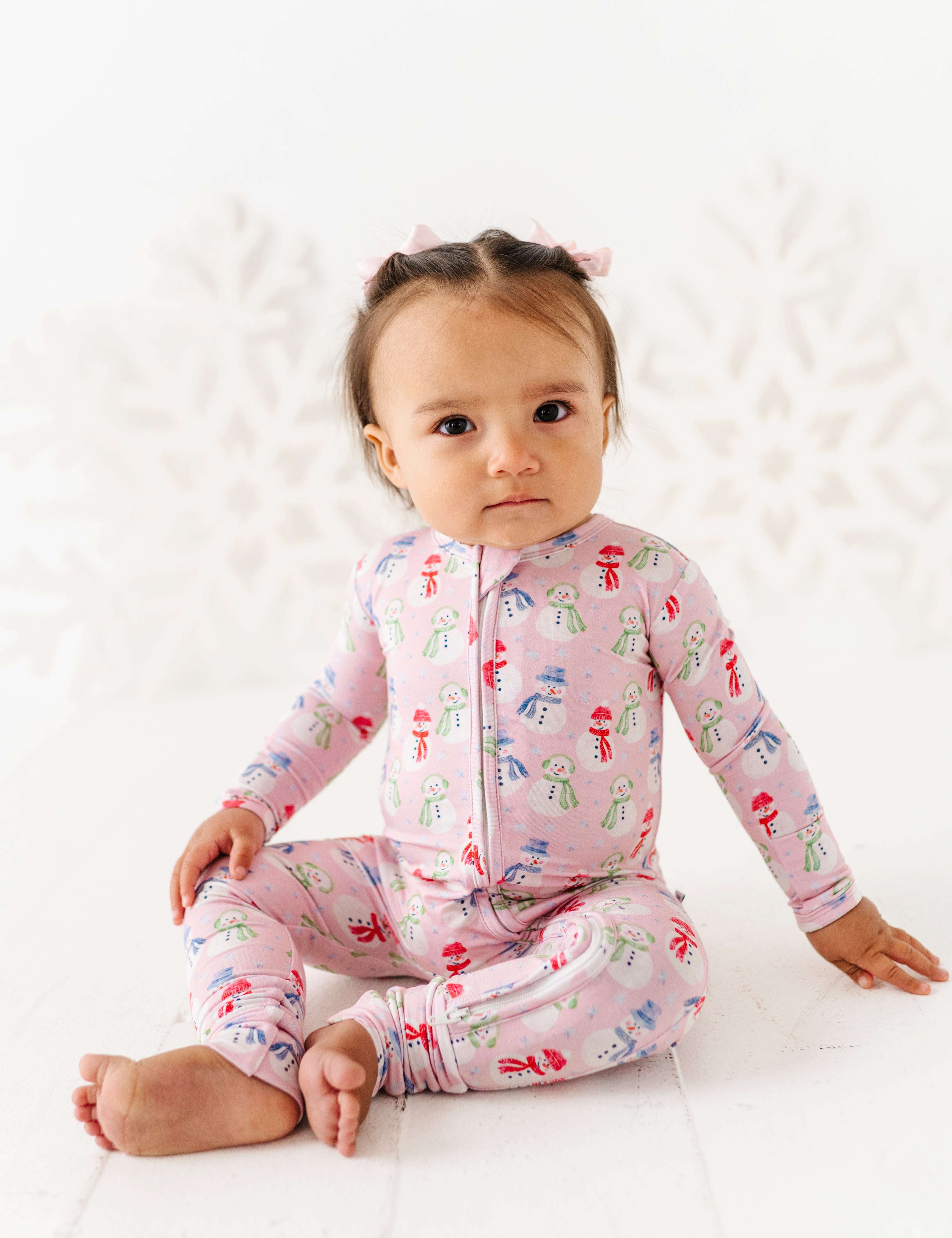 Pink Snowman Zipper Onesie