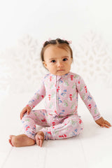 Pink Snowman Zipper Onesie