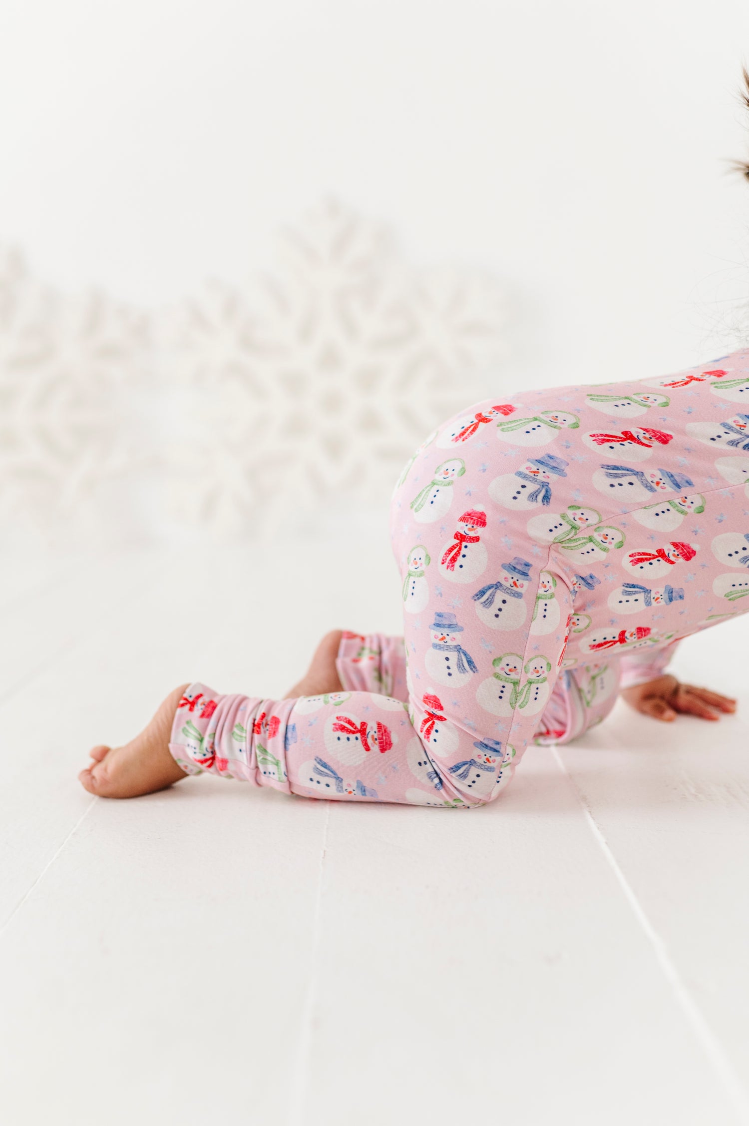 Pink Snowman Zipper Onesie