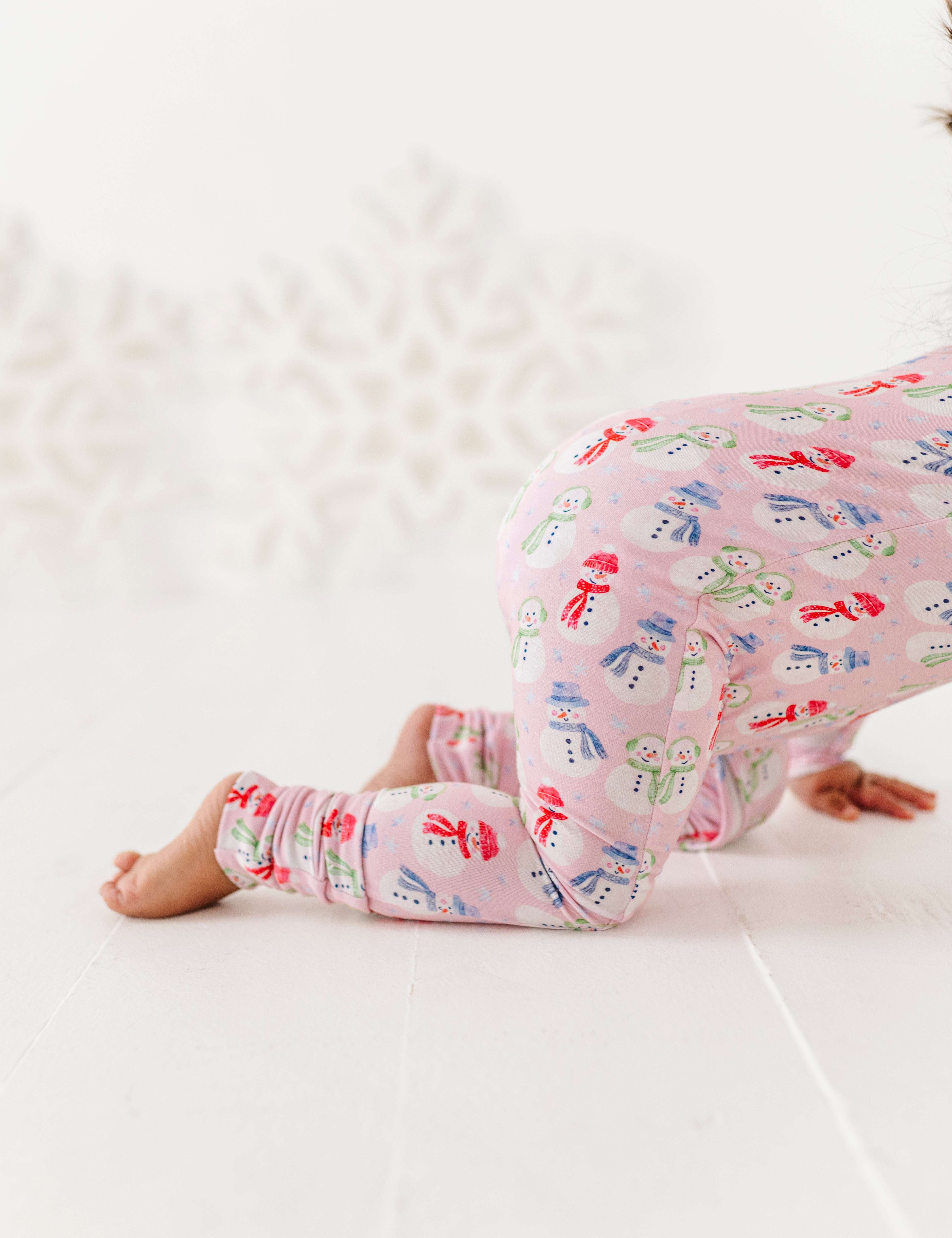 Pink Snowman Zipper Onesie