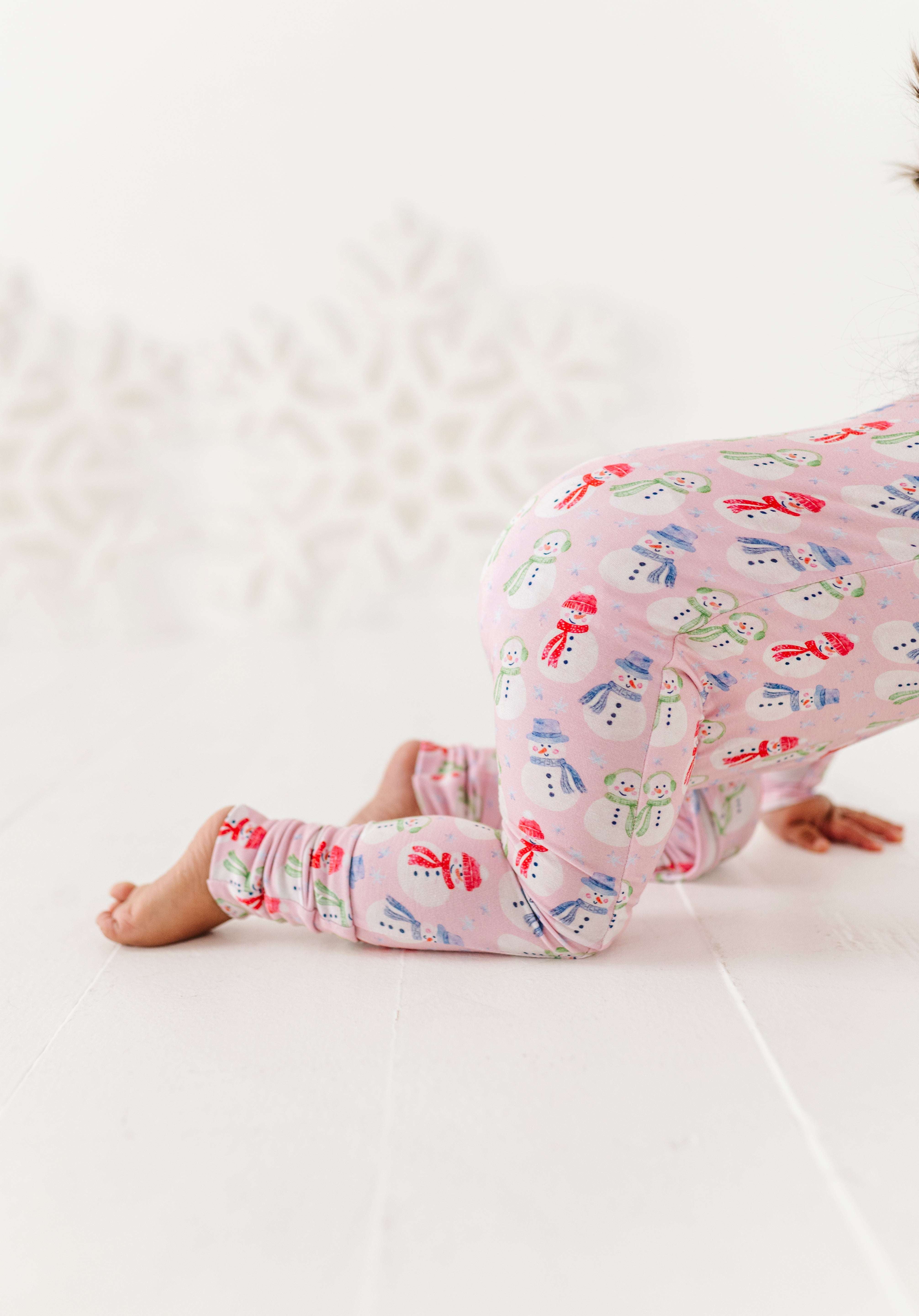 Pink Snowman Zipper Onesie