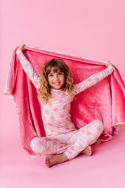 LPC X Daryl-Ann Denner Pink Stripe Affirmation Heart Plush Blanket- PREORDER Ships in January