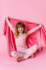 LPC X Daryl-Ann Denner Pink Stripe Affirmation Heart Plush Blanket- PREORDER Ships in January