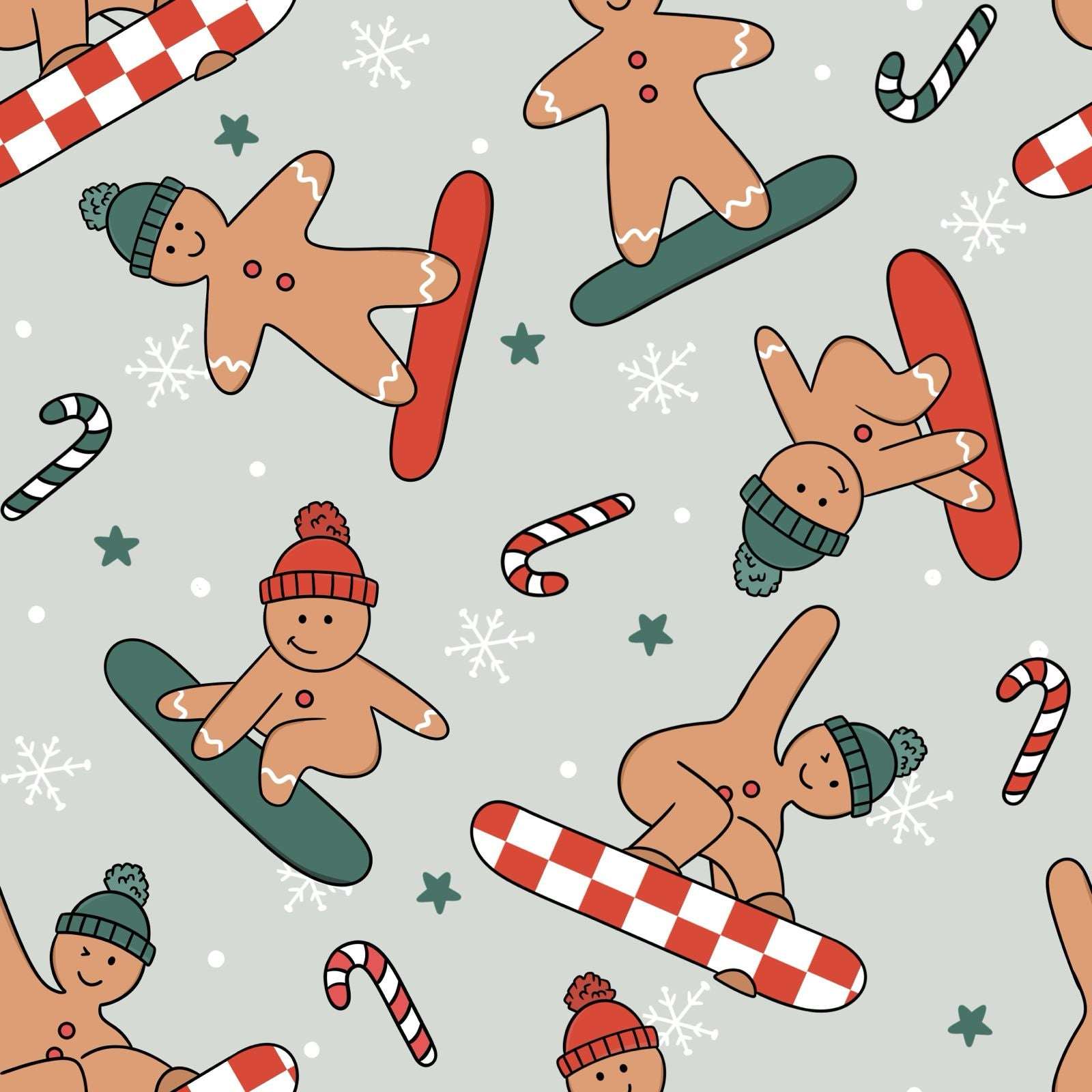 Snowboarding Gingerbread Zipper Onesie