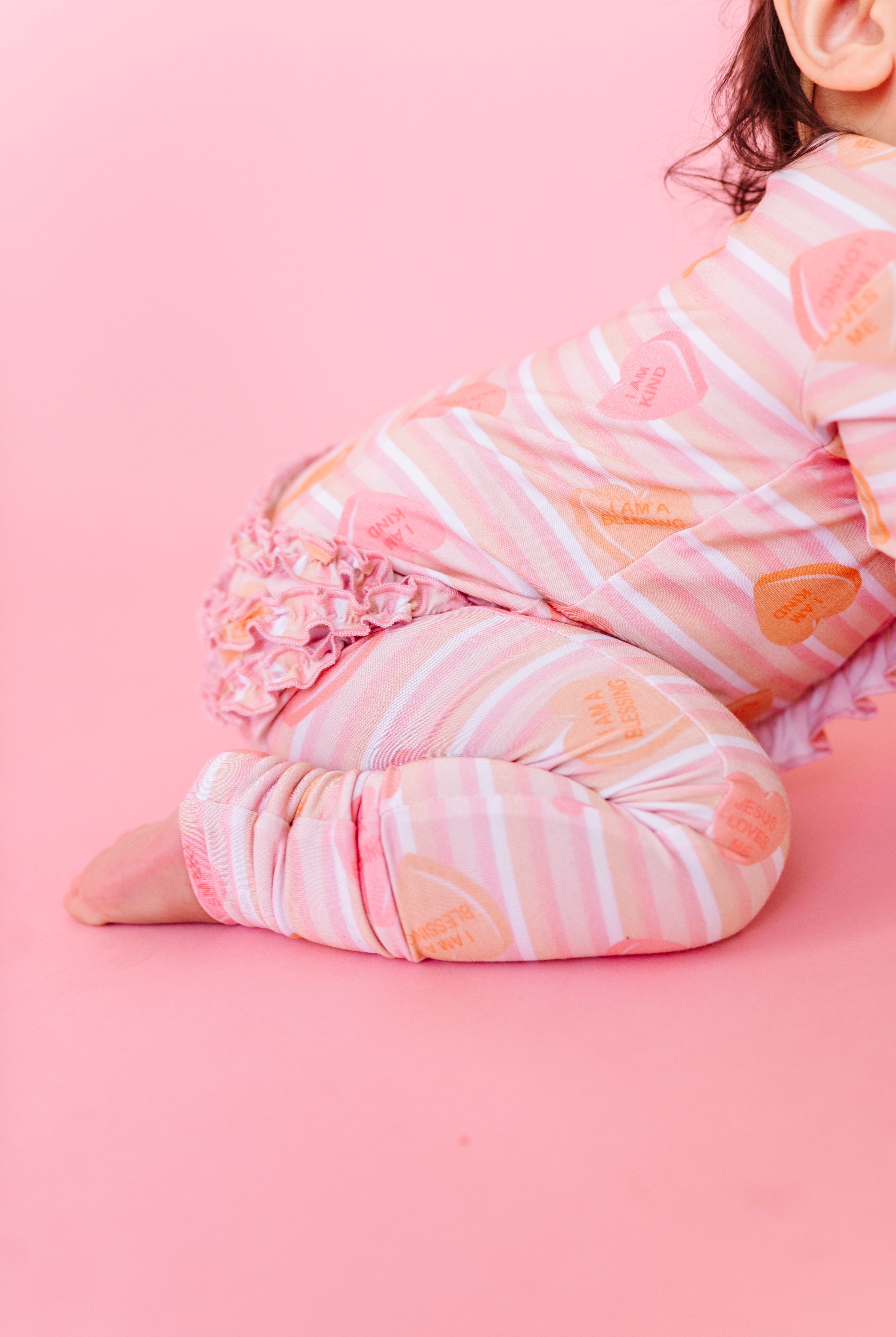 LPC X Daryl-Ann Denner Pink Stripe Affirmation Heart Zipper Onesie - PREORDER Ships in January