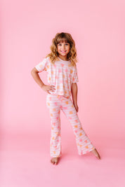 LPC X Daryl-Ann Denner Pink Stripe Affirmation Heart Girls Flare Lounge Set- PREORDER Ships in January