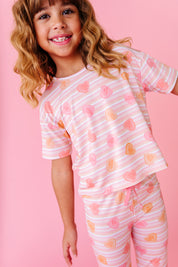 LPC X Daryl-Ann Denner Pink Stripe Affirmation Heart Girls Flare Lounge Set- PREORDER Ships in January