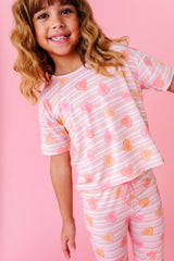 LPC X Daryl-Ann Denner Pink Stripe Affirmation Heart Girls Flare Lounge Set- PREORDER Ships in January