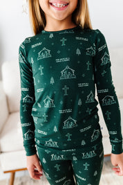 LPC X Sydney Rae Bass Green Nativity Two Piece Pajama Set