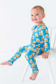 Birthday Cake Blue Zipper Onesie