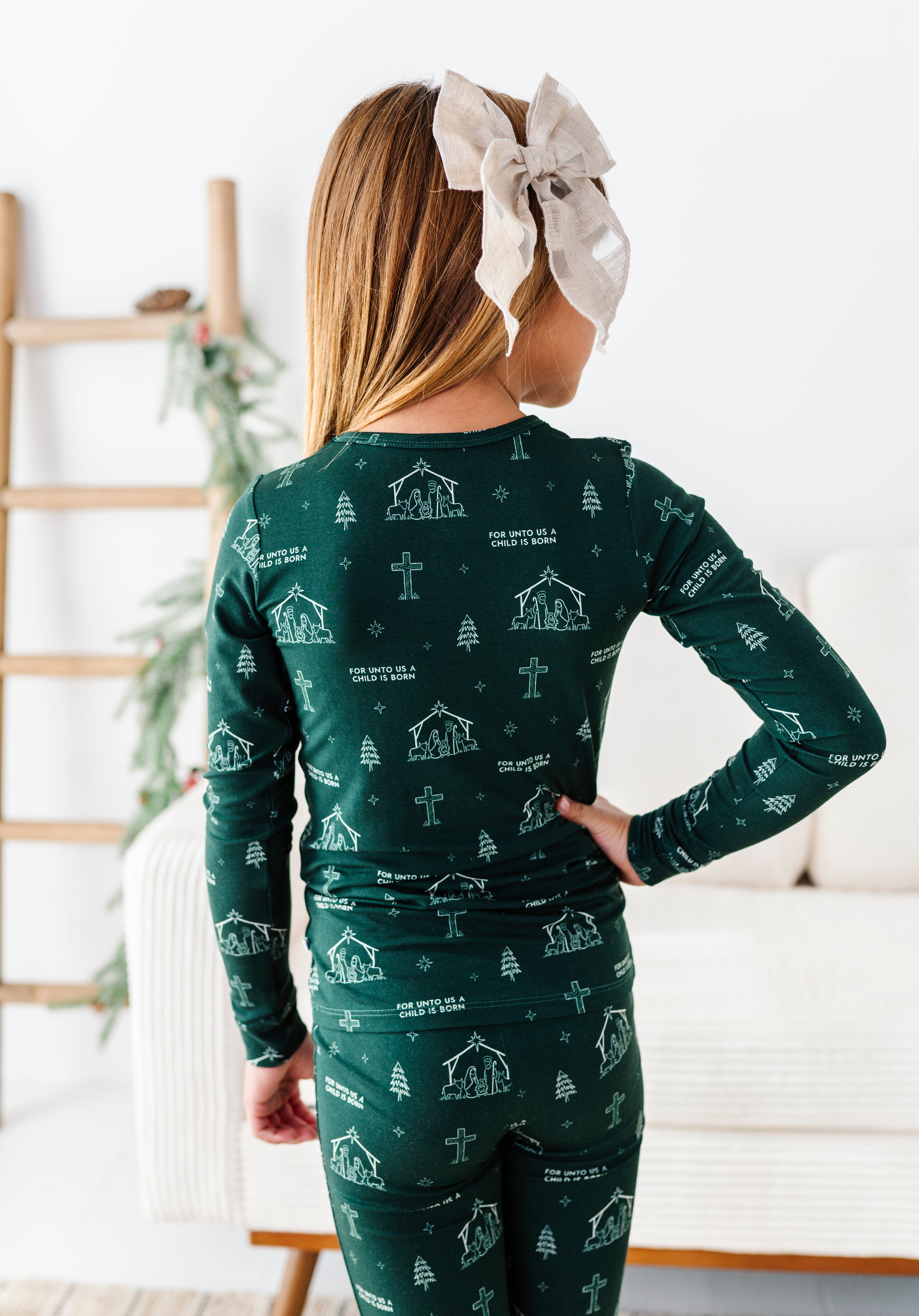 LPC X Sydney Rae Bass Green Nativity Two Piece Pajama Set
