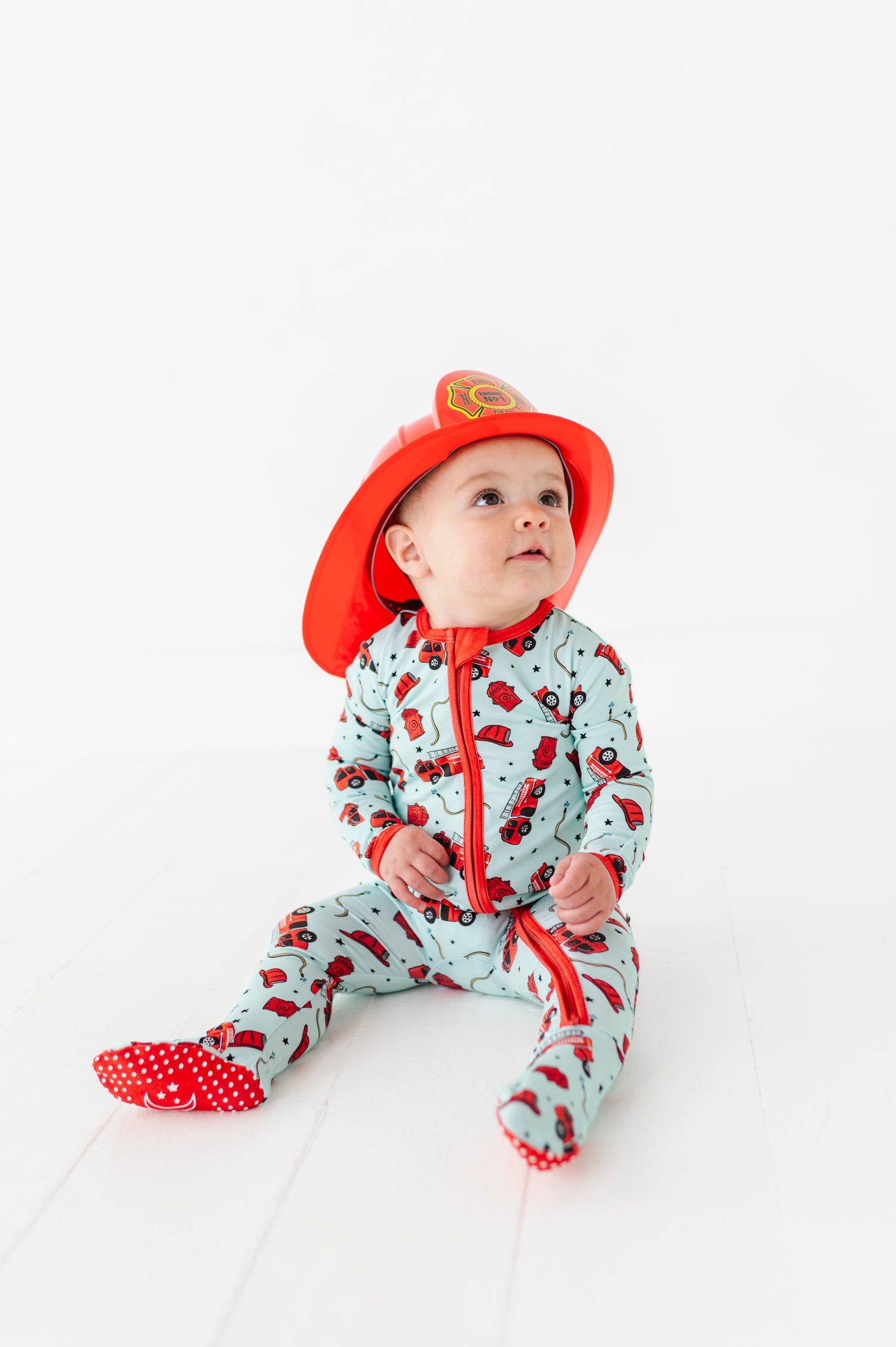 Fire Truck Zipper Onesie