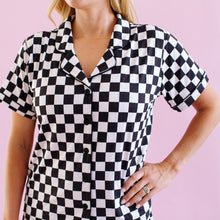 Load image into Gallery viewer, Black and White Checks Womens Pajama Set
