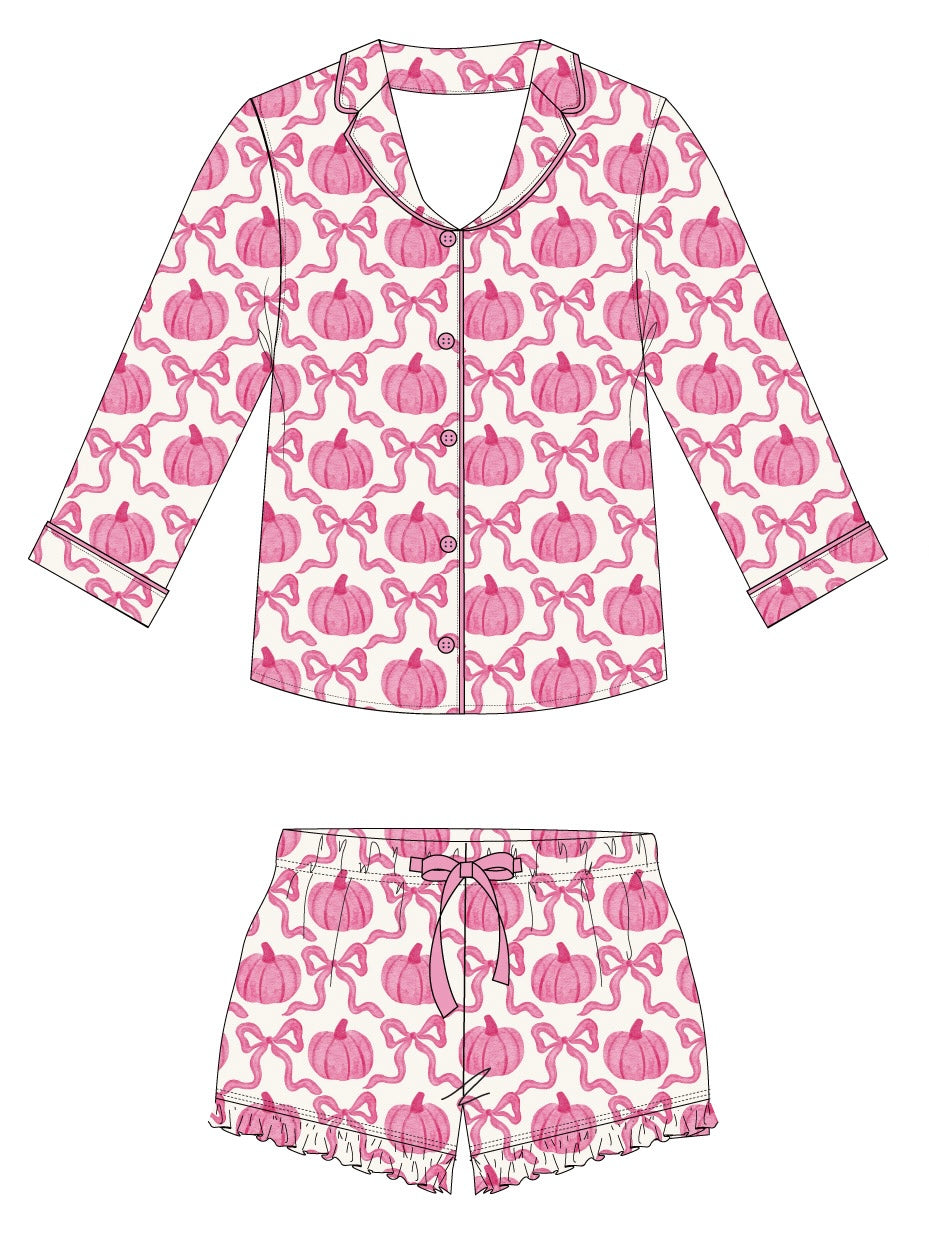 Pumpkin Bows Women's Short Set
