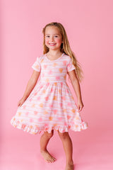 LPC X Daryl-Ann Denner Pink Stripe Affirmation Heart Twirl Dress - PREORDER Ships in January