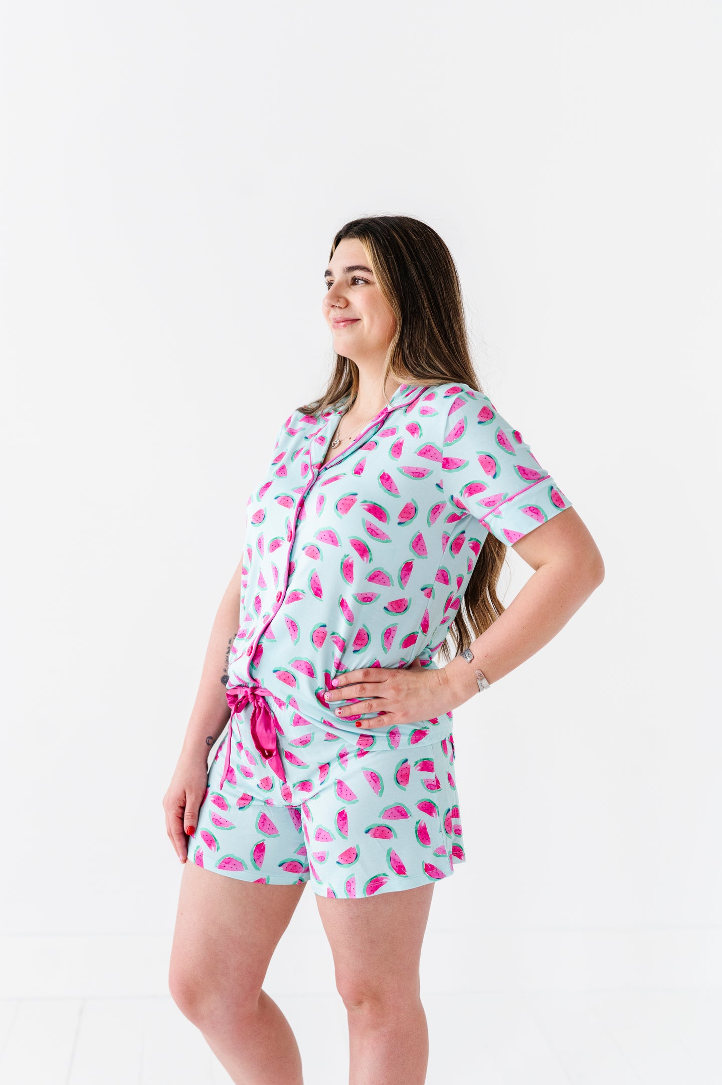 Watermelon Women’s Button Down Short Set