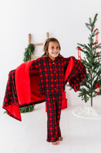 Load image into Gallery viewer, Classic Red Plaid Ribbed Girls Flare Set
