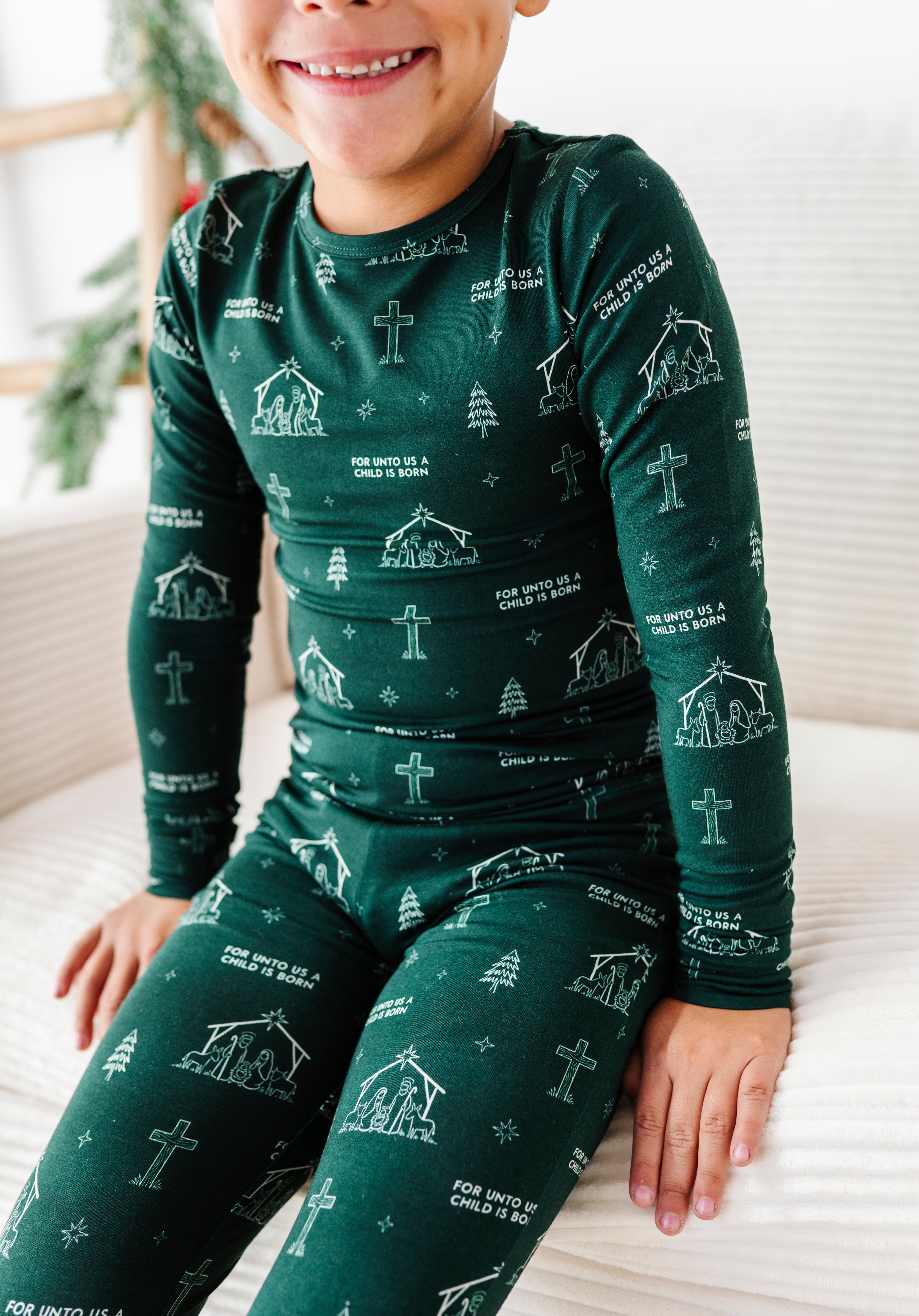 LPC X Sydney Rae Bass Green Nativity Two Piece Pajama Set