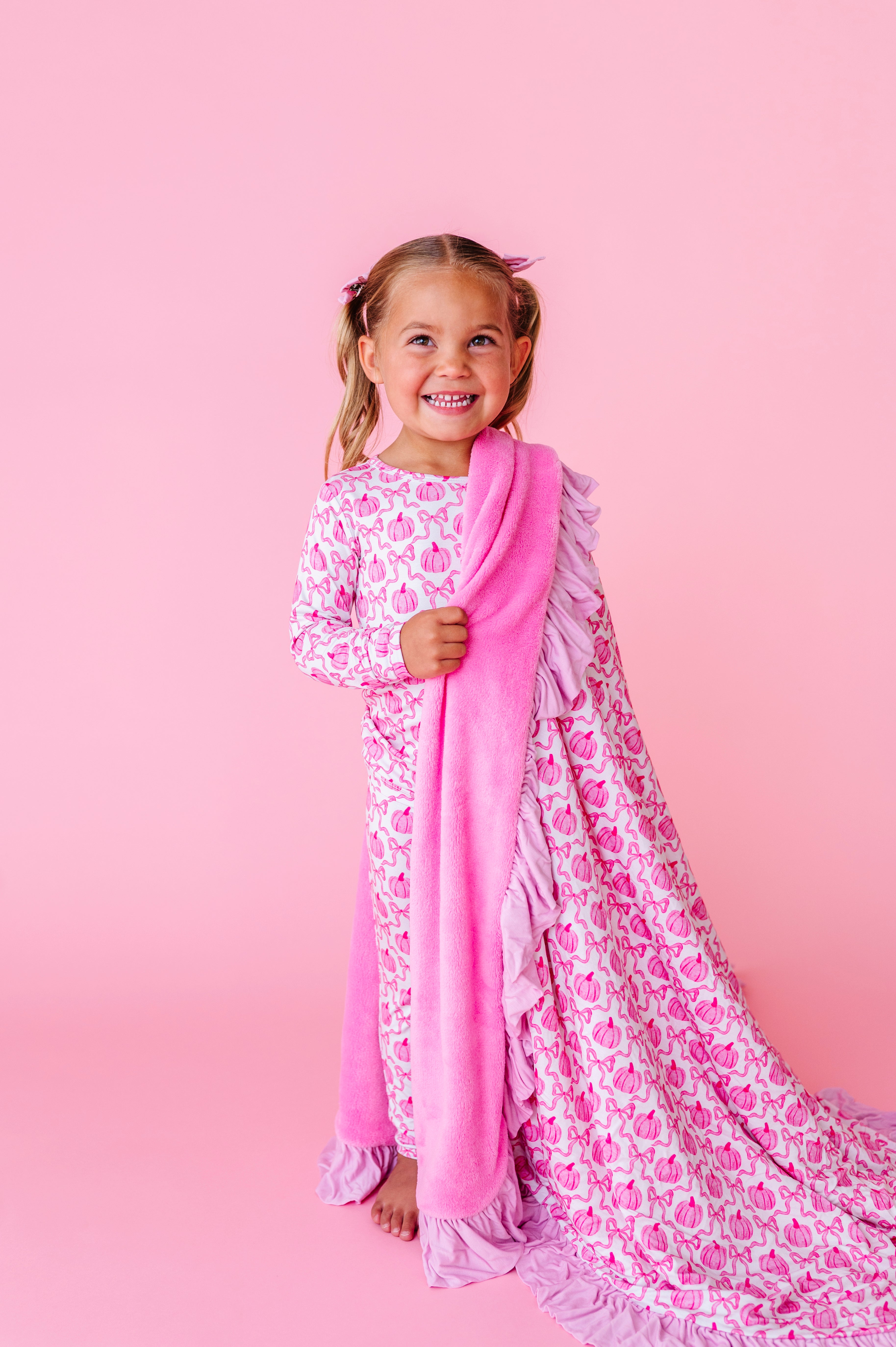 Pumpkin Bows Two Piece Pajama Set