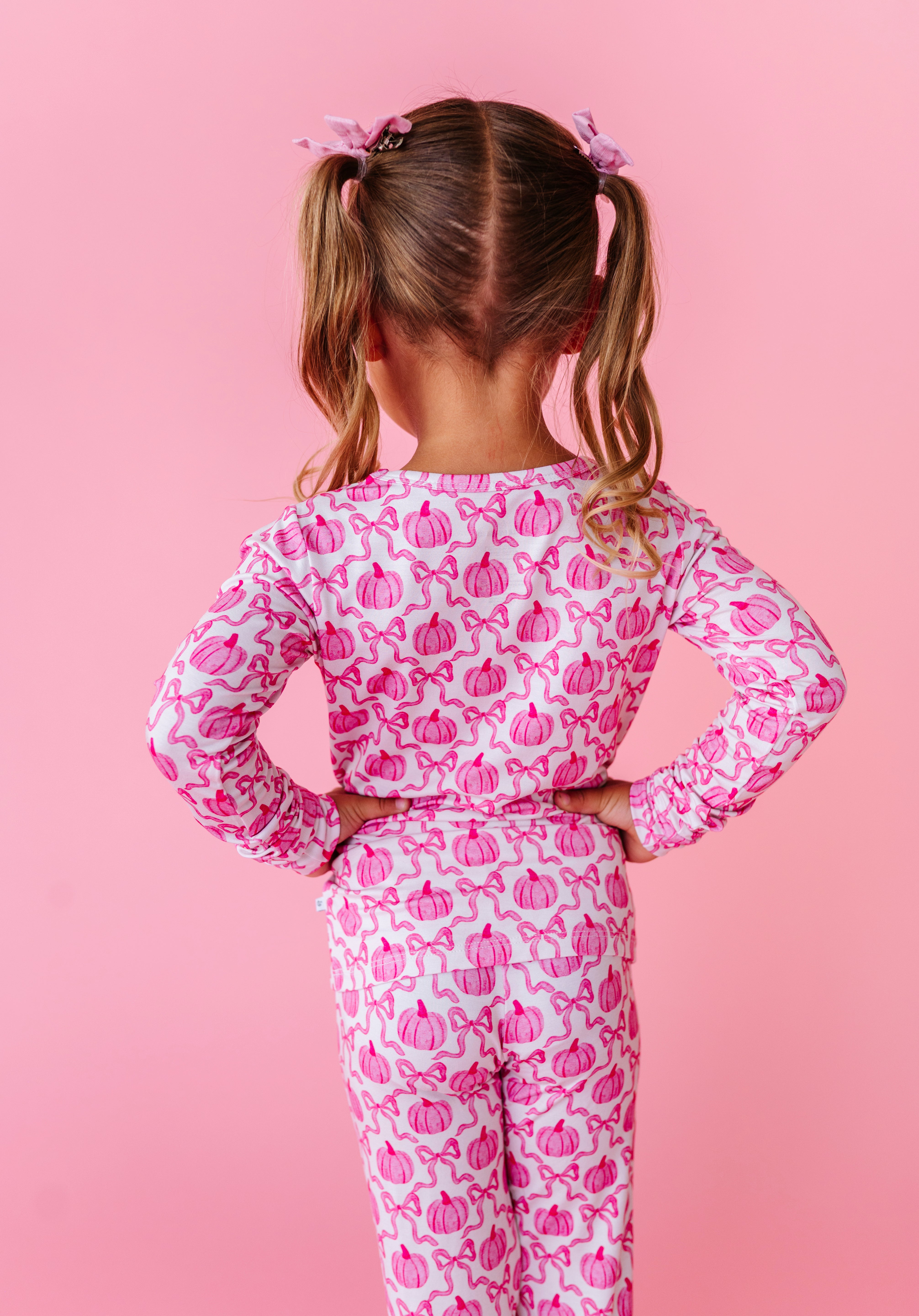 Pumpkin Bows Two Piece Pajama Set