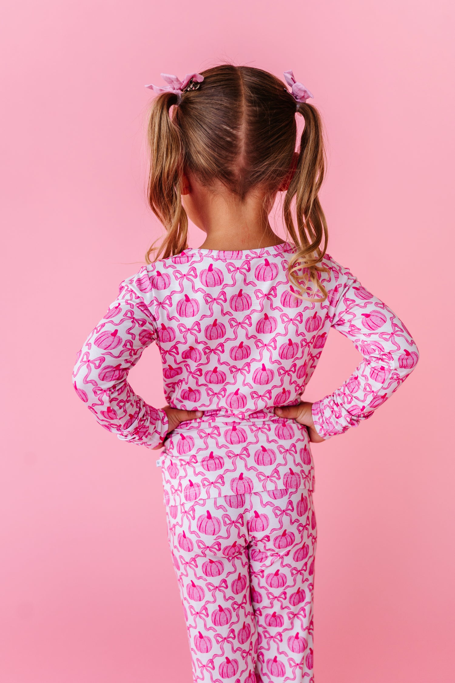 Pumpkin Bows Two Piece Pajama Set