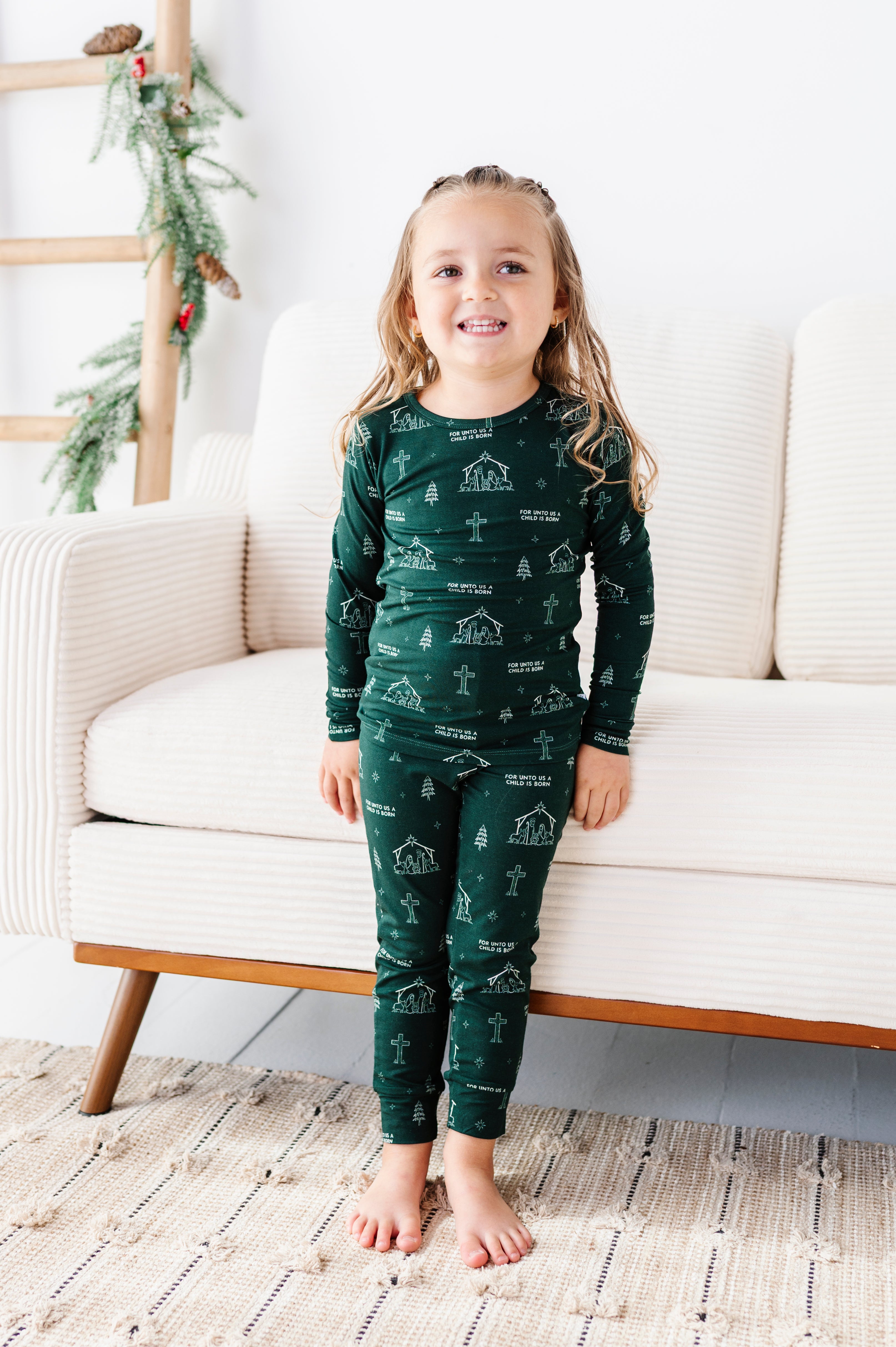 LPC X Sydney Rae Bass Green Nativity Two Piece Pajama Set