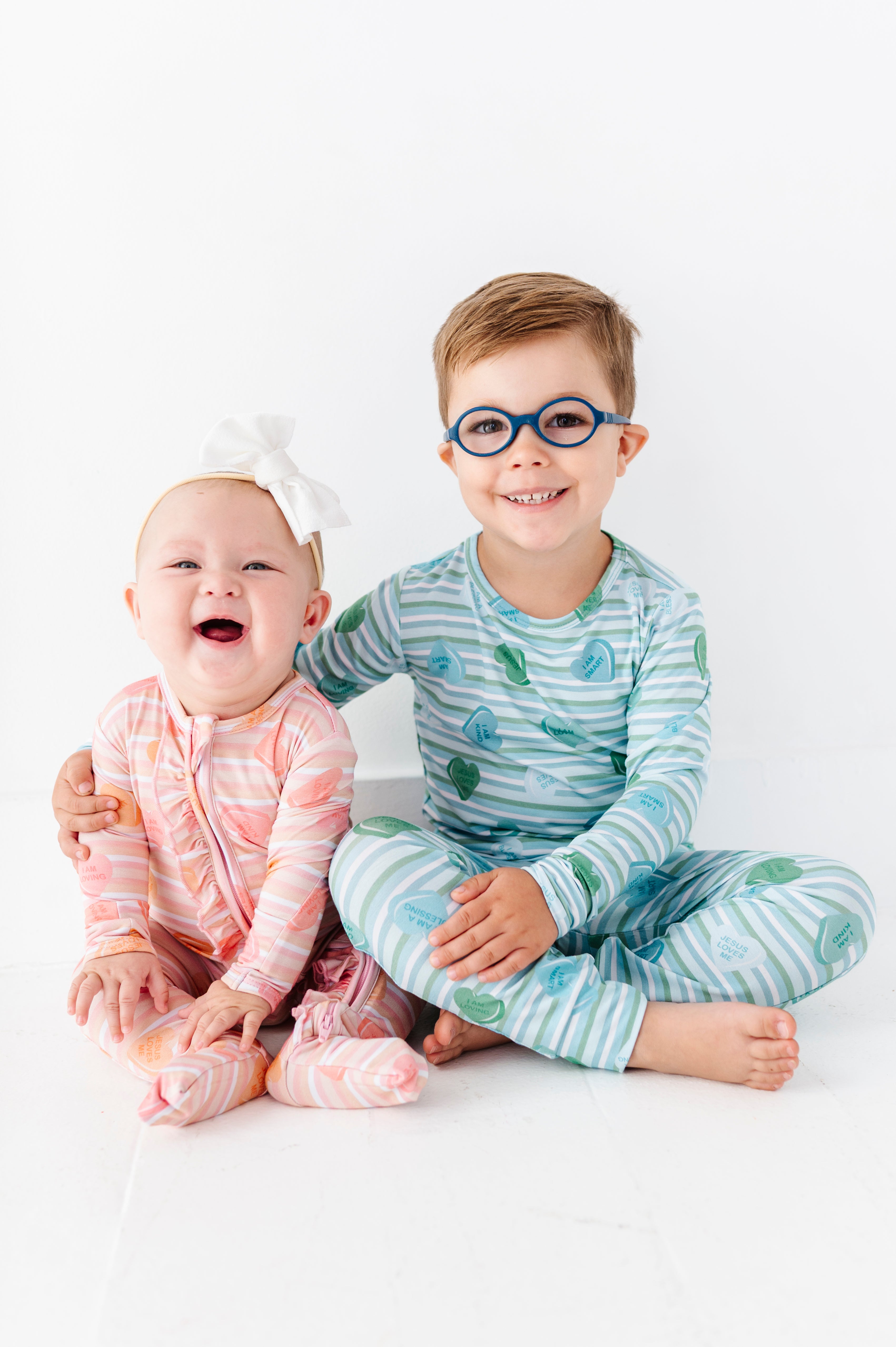 LPC X Daryl-Ann Denner Blue Stripe Affirmation Heart Two Piece Pajama Set - PREORDER Ships in January