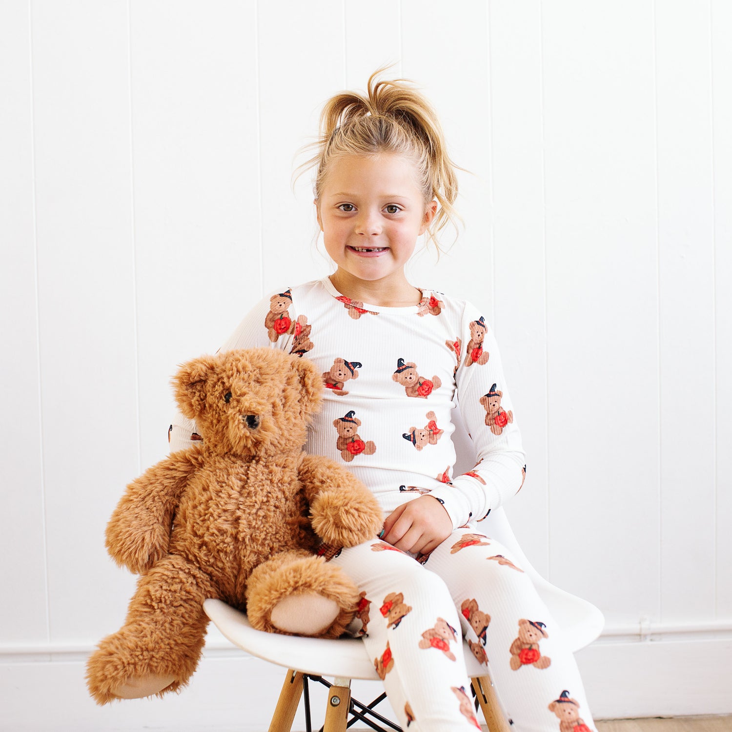 Halloween Bear Ribbed Two Piece Pajama Set