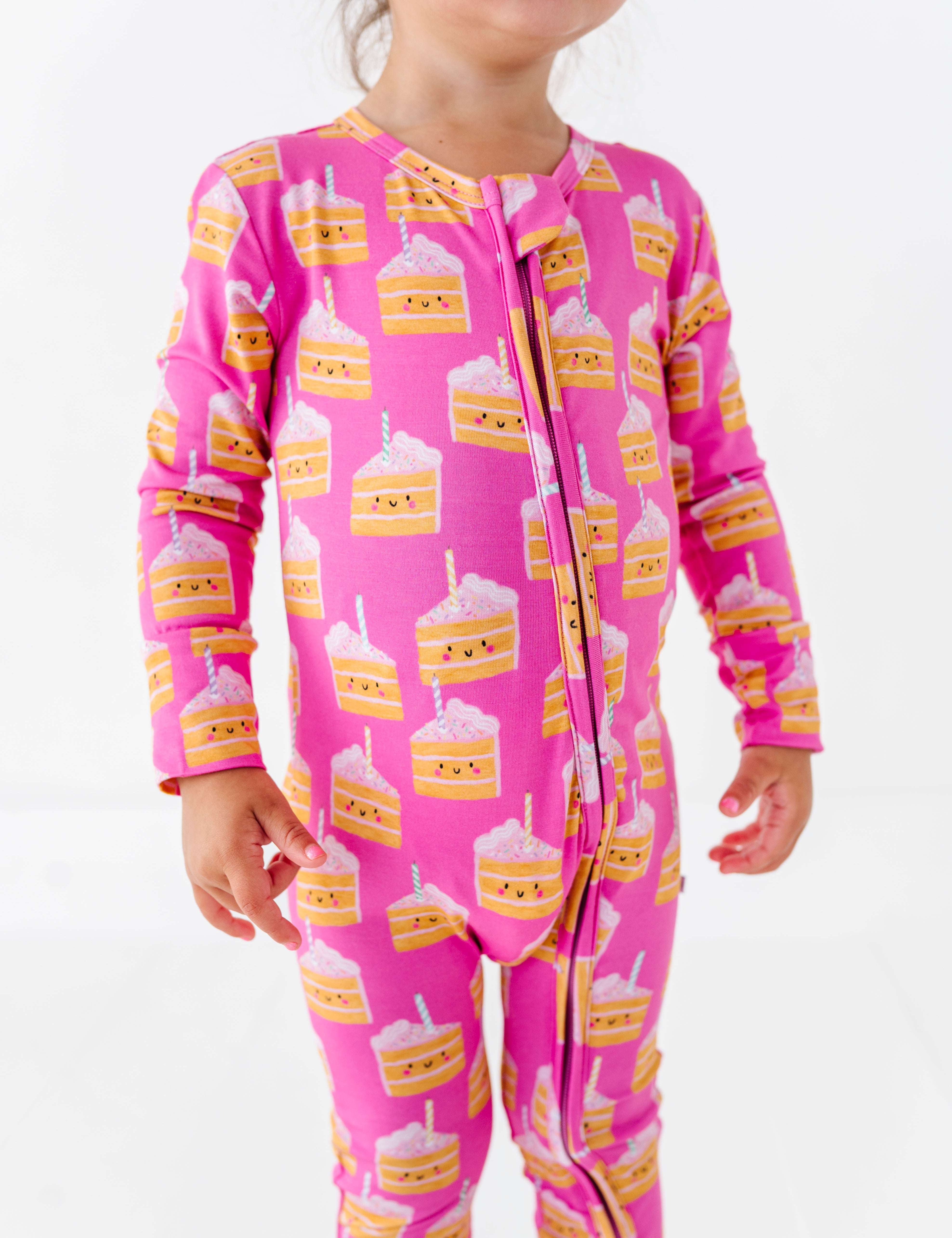 Birthday Cake Pink Zipper Onesie