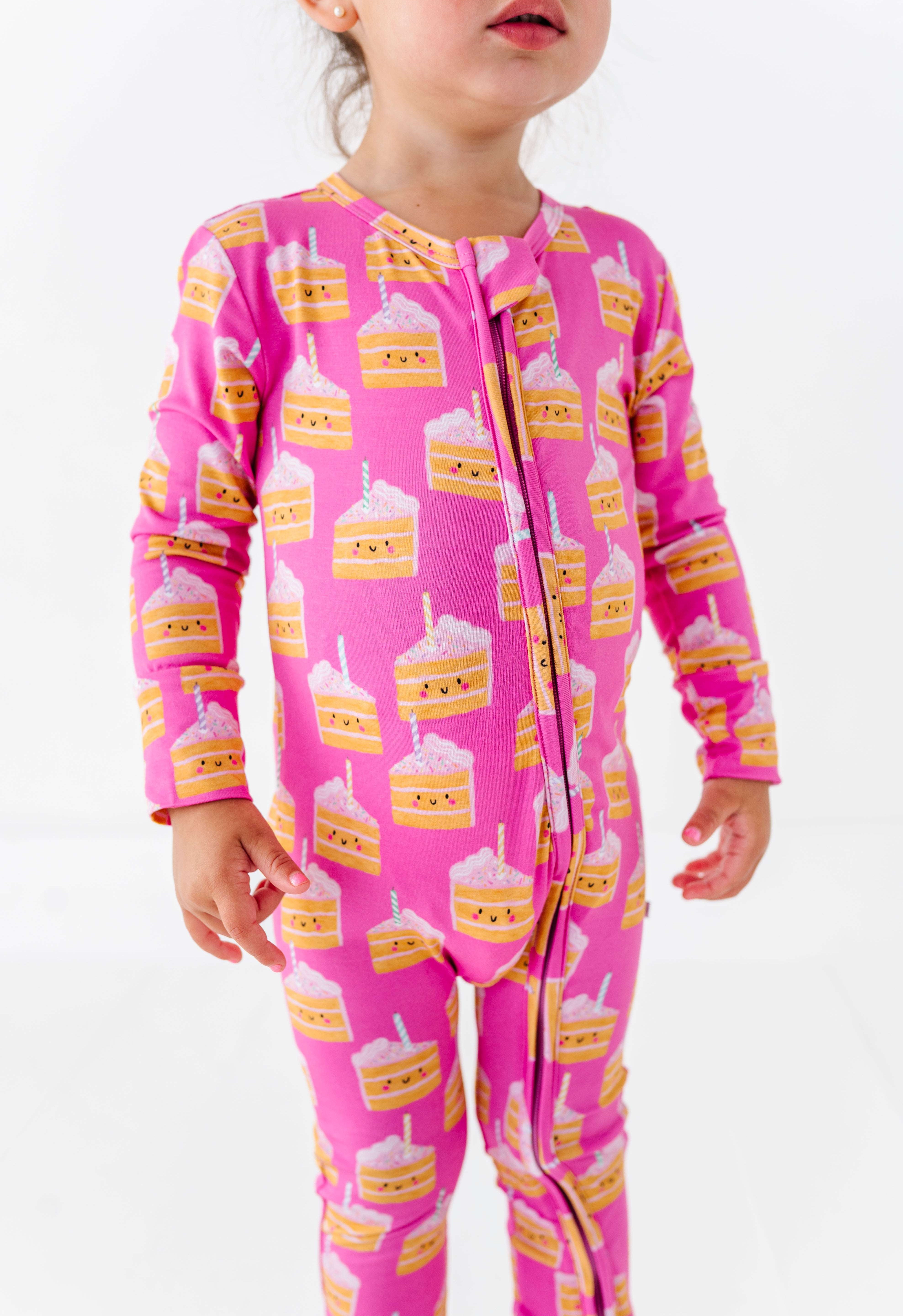 Birthday Cake Pink Zipper Onesie