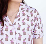 Pink Chocolate Bunny Women's Short Set